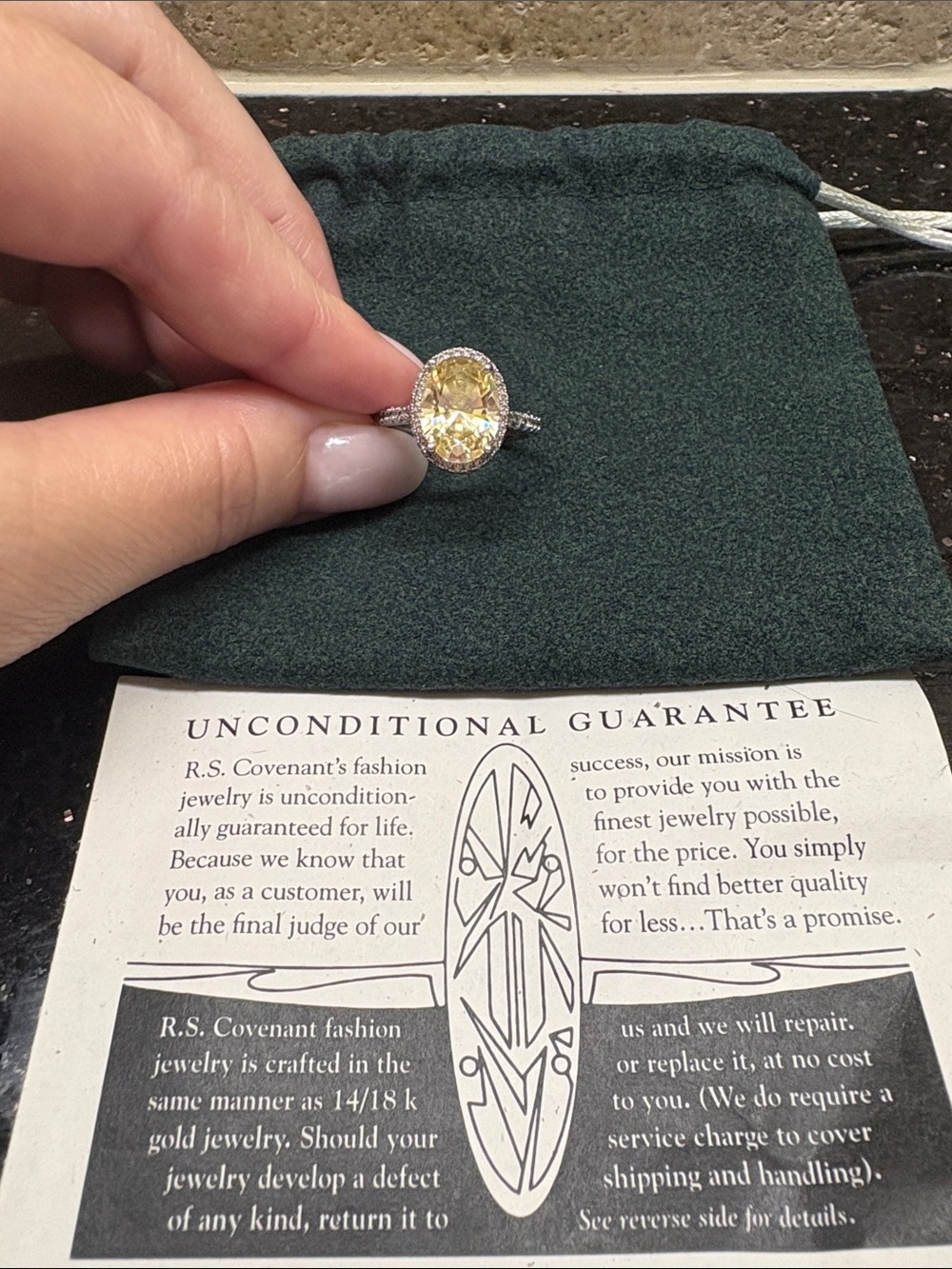 Yellow Oval Halo Ring